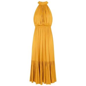 Morgan Robe longue évasée fluide jaune moutarde femme - Taille 36