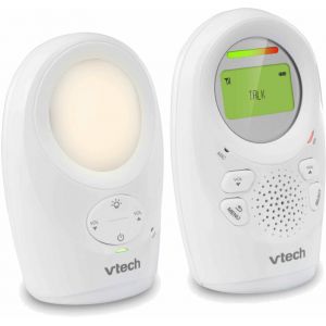 Vtech Babyphone DM-1211 5 Canaux Communication Bidirectionnelle et Veilleuse Apaisante Contrôle du Volume Blanc