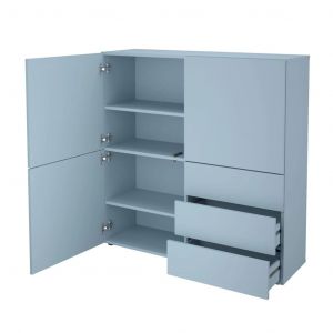 Image de FMD Möbel Armoire avec 3 tiroirs et 3 portes 99x31,5x101,2 cm Bleu