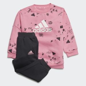 Adidas Ensemble Sweat-shirt Ras-du-cou Brand Love Enfants Rose, pointure 98 cm - Rose - Taille 98 cm