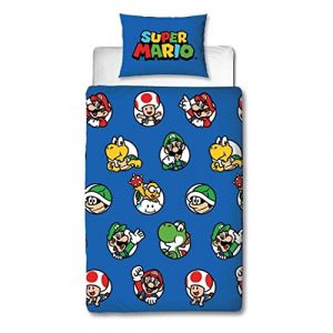 Nintendo Ensemble housse de couette et taie d'oreiller Super Mario Continue Single