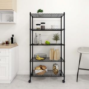 VidaXL Étagère de rangement 5 niveaux roues 75x35x155 cm Noir 250 kg