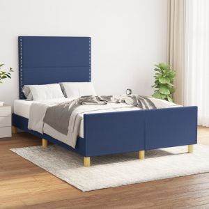 VidaXL Cadre de lit avec tête de lit Bleu 120x200 cm Tissu - Blue
