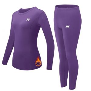 MeetHoo Ensemble de sous-v&ecirc;tements Thermiques Femme Baselayer, Manches Longues, Haut Maillot de Corps + Pantalon Bas Hiver Ski Sport