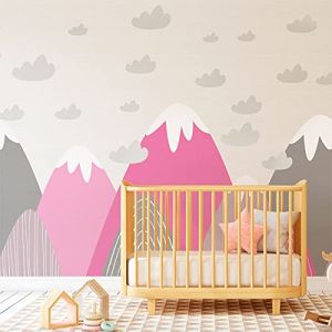 Stickers muraux enfants - Decoration chambre bébé - Stickers muraux enfant - Sticker mural scandinave - Autocollant mural géant montagnes scandinaves Elika - H55 x L95 cm