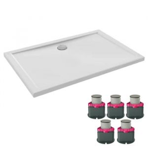 Jacob Delafon Receveur de douche 120 x 80 Gaspard extra-plat c&eacute;ramique + Kit de r&eacute;hausse (5 pieds)