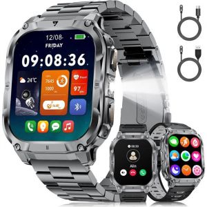 Montre Connect&eacute;e Homme 2.0" avec Appel Bluetooth, Batterie 1000mAh, LED, 100+ Modes Sport, IP68 &Eacute;tanche.