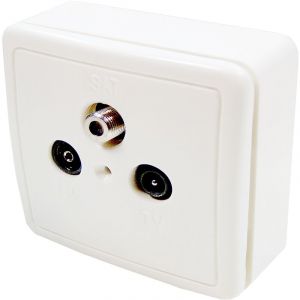 Cablemarkt - Prise d'antenne de surface avec tv coaxiale + connecteur fm + f mâle et femelle pour tv 9,52 mm