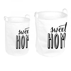 Image de Lot de 2 Paniers à Linge "Sweet Home" 48cm Blanc Prix