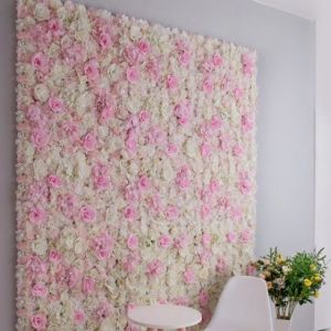 Soie Hydrangea Artificielle Rose Fleur Mur De Mariage Fond Rose Et Blanc