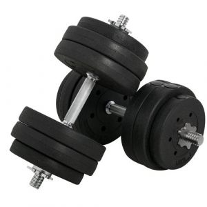 Homcom Ensemble d'halt&egrave;res courtes total 30 kg - dumbbell paires -poids r&eacute;glable - barres incluses - entra&icirc;nement musculaire & halt&eacute;rophilie - acier PU noir