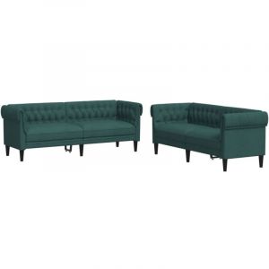 VidaXL Ensemble de canapés 2 pcs vert foncé tissu