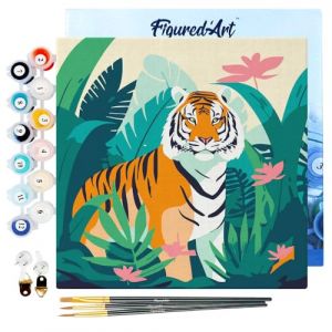 Mini peinture au numéro : Tigre du Bengale Tropical - toile tendue sur chassis