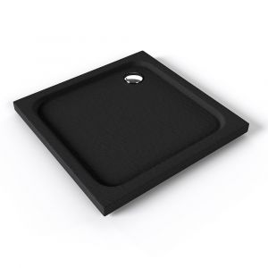 SHIMMER STONE Receveur de douche 100 x 100 cm acrylique Noir effet pierre + bonde et siphon inclus - Salle de bain