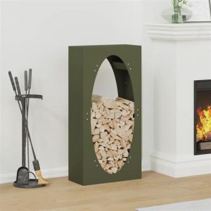 VidaXL Portant de bois chauffage vert olive 50x23x100 cm