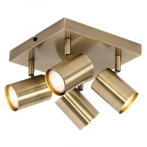 Qazqa Plafonnier moderne bronze 4 lumières orientable rectangulaire - Jeana