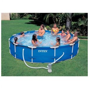 Intex Kit piscine tubulaire 3m66 x H 0.76 cm en m&eacute;tal ronde - Epurateur &agrave; cartouches inclus