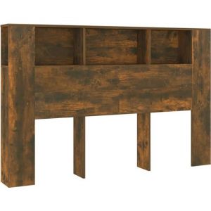 Décoshop26 Tête de lit avec rangement accessoire de lit table de chevet etagère 160 par 18,5 par 104,5 MDF marron