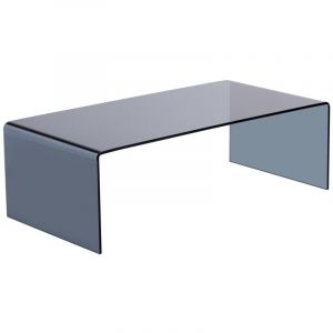 Table basse fixe verre trempé transparent, noir