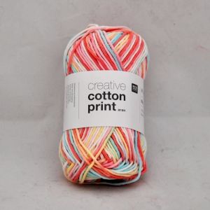 Fil à tricoter CREATIVE COTTON PRINT ARAN - Rico Design(...) - Rose (001 - ROSE MIX)