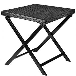 Deuba Chaise/tabouret de Jardin en Polyrotin pliable compact noir table