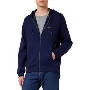 Lacoste Sweatshirt homme en molleton avec poche kangourou Taille 3XL Bleu Marine