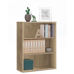 Pegane Biblioth&egrave;que, &eacute;tag&egrave;re de rangement coloris ch&ecirc;ne dor&eacute; - Longueur 75,50 x Profondeur 33 x hauteur 99,50 cm -