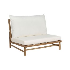 Beliani Banc en Bambou Ton Clair Pieds Courts et Coussins Blanc Cassé pour Jardin Salon Todi - Bois clair