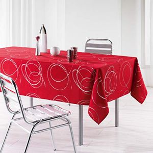Douceur d'intérieur, Nappe Rectangle (150 x 300 cm) Bully Rouge, Polyester Imprimé Métallisé