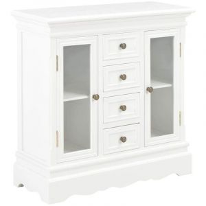 Buffet bahut armoire console meuble de rangement blanc 70 cm bois de pin m if 4402057