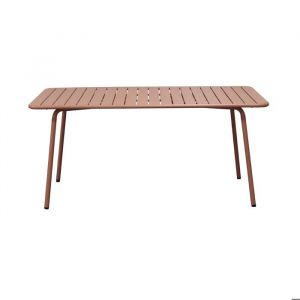 M&S Table de jardin 160x90x73cm en métal terracotta - baca