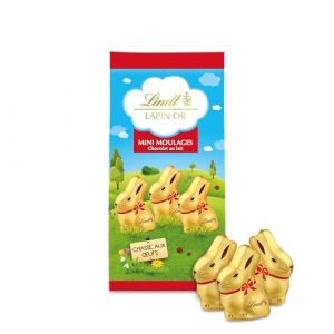 Image de Lindt Sachet de Mini-Moulages LAPIN OR - Chocolat au Lait - Id&eacute;al pour P&acirc;ques, 120g