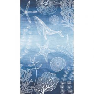 A.S. Creation Papier peint pour chambre d'enfant Lilly & Luis - Papier peint photo résistant à l'aspect d'animaux marins - 1,59 m x 2,80 m - Bleu, blanc - Fabriqué en Allemagne - 770601
