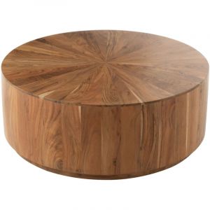 Table basse ronde bois d'acacia Naturel 90x90x35 cm