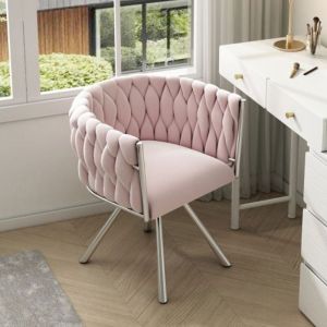 Fauteuil de maquillage - JAERLIUB - 72x59x54 cm - Velours - Rose - 1 place