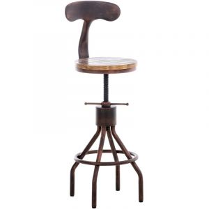 CLP Tabouret De Bar Hanam Au Style Industriel Hauteur Réglable Siège Bois Piètement Métal [Bronze]