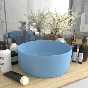 VidaXL Lavabo rond de luxe Bleu clair mat 40x15 cm C?ramique