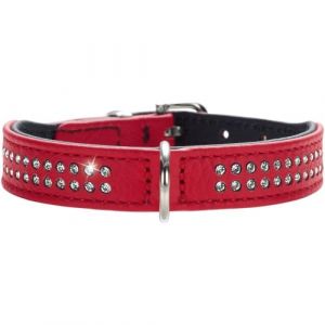 Hunter Collier de chien cuir nappa Diamant Petit - Rouge/Noir - 37/30-34 cm, Large
