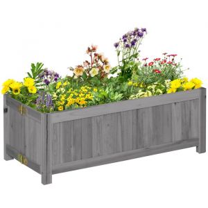 Outsunny Carr&eacute; Potager de jardin - pliable - en Bois massif - 70 x 30 x 25 cm - pour Jardin Balcon Terrasse - gris