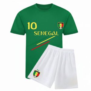 Ensemble Foot Enfant - Inspir&eacute; S&eacute;n&eacute;gal - Maillot N&deg;10 Et Short - Vert Ou Blanc