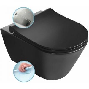 Avva - wc suspendu avec douchette de bidet, Rimless, noir mat 100312-110 - Sapho