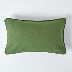 HOMESCAPES Housse de coussin uni Vert fonc&eacute;, 30 x 50 cm - Vert fonc&eacute;