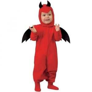 Déguisement diable halloween bébé 6 à 12 mois - Combinaison avec ailes et à capuche - Rouge et noir