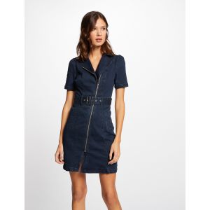 Image de Morgan Robe ajustée ceinturée en jean jean brut femme - Couleur JEAN BRUT - Taille 40