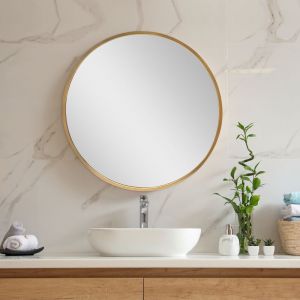 Nova Miroir mural rond &oslash; Cadre d'aluminium 50 cm Diverses couleurs disponibles taille : Or
