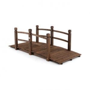 Pont d'étang Pont de jardin Pont en bois avec main courante 171 x 76,5 x 58,5 cm Pont décoratif Pont en pin Pont ornemental pour jardin Étang