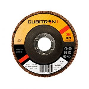 3M Disque abrasif à lamelles Cubitron II 967A, 115x22 mm, Grain 80+, Bombé, 1 disque / boite