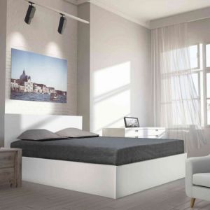 Terre de Nuit Lit coffre avec sommier en bois blanc 160x200 - LT14022