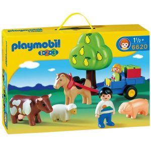 Playmobil 6620 - 1.2.3 : Enfants en charrette et animaux