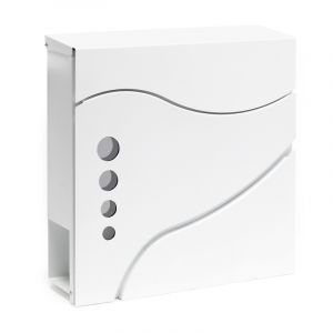 wiltec Boite aux lettres moderne Design V31 Blanche Fixation murale revêtue poudre Compartiment journal